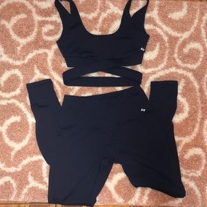 Adanola Navy Blue Legging & Sports Bra Workout Set
